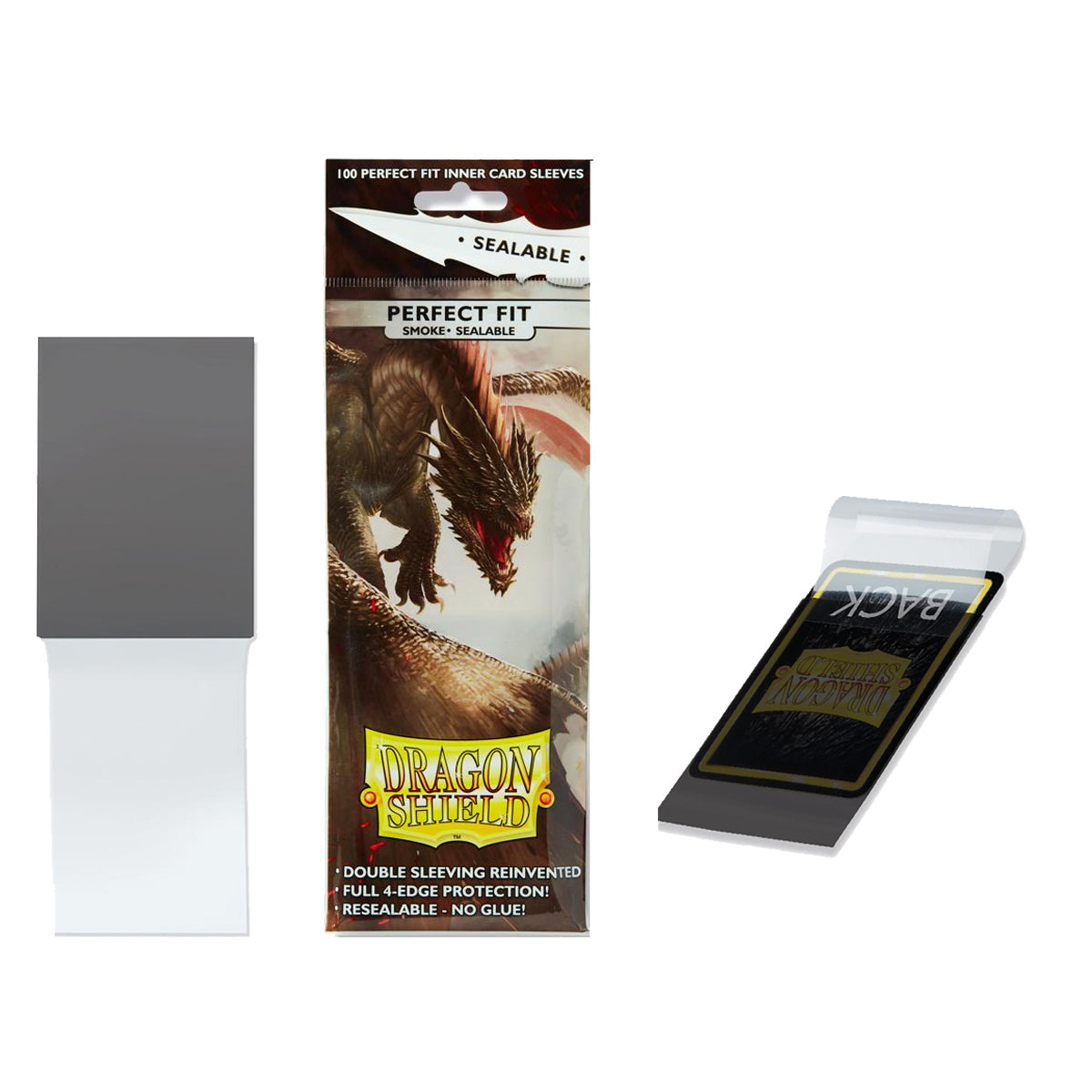 Dragon Shield Sleeves 100ct Perfect Fit Sealable Standard Smoke 63x88m –  Gameology