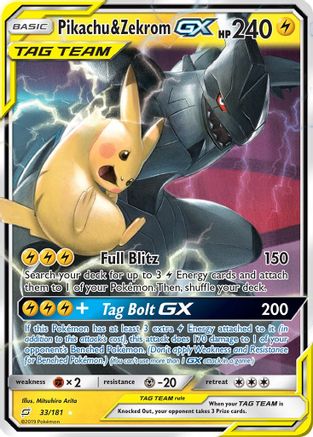 Pikachu & Zekrom-GX 33/181 - Team Up Pokemon Holofoil