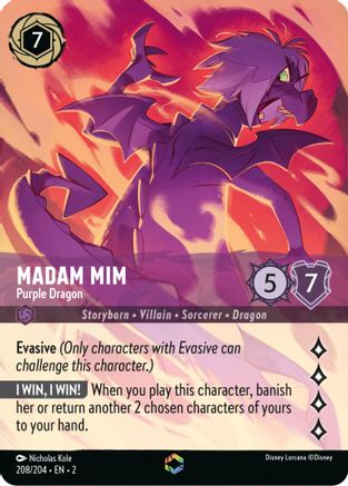 Madam Mim - Purple Dragon (Enchanted) (208/204) - Rise of the Floodborn Holofoil - Lorcana