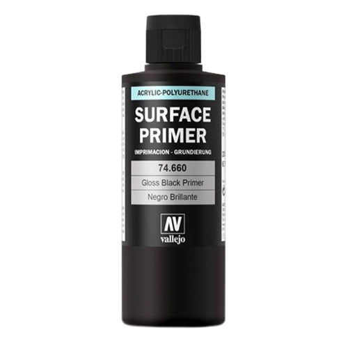 Vallejo Surface Primer - Gloss Black Primer 200ml