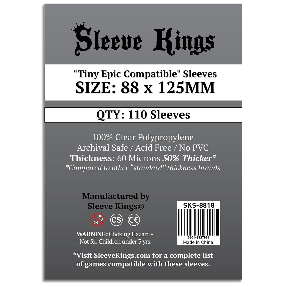 Sleeve Kings Board Game Sleeves Tiny Epic Compatible 88mm x 125mm 110c –  Gameology