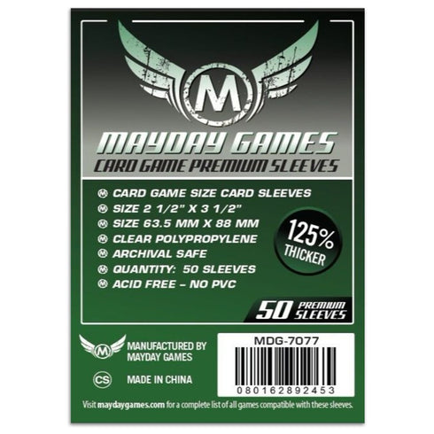 Mayday Premium Card Game Sleeves 50ct 63.5 MM X 88 MM Dark Green