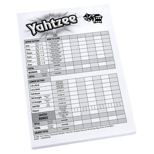 Yahtzee Score Pads