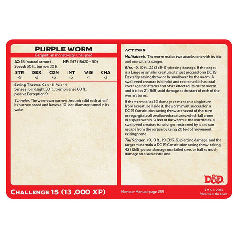 D&D Monster Cards Challenge 6-16