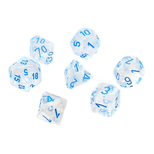 Chessex CHX 27581 Borealis Polyhedral Icicle/Light Blue Luminary 7-Die Set